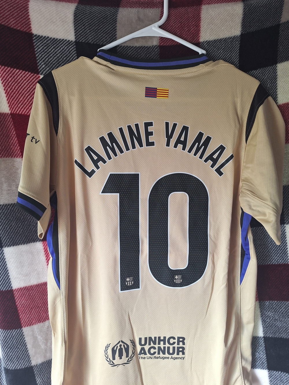Nike Lamine Yamal #10 Men’s Jersey - Beige with Black and Blue Accents